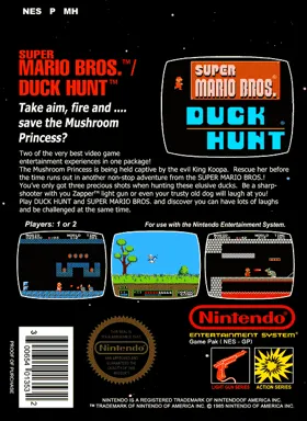 Super Mario Bros. + Duck Hunt (USA) box cover back